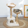 PawHut 37 Inch Modern Cat Tree w/ Wooden Scratching Posts, Condo, Beds, Cushions, Toy Balls & Anti-Tip Kit