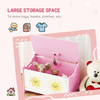 Qaba Toy Box with Lid, Safety Hinges and Groove Handles, Toy Storage Organizer for Kids, Living Room, Playroom, Pink Qaba Toy Box with Lid, Safety Hinges and Groove Handles, Toy Storage Organizer for Kids, Living Room, Playroom, Pink
