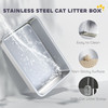 PawHut Extra Large Stainless Steel Litter Box, Enclosed Cat Litter Box with Scoop, Top Entrance, Non-slip Pads, Black