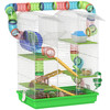 PawHut 18.5" 5 Tier Hamster Cage with Tubes and Tunnels, Small Animal Cage, Rat Gerbil Cage with Water Bottle, Food Dish, Exercise Wheel, Green