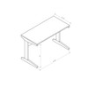 Home office desk with modesty panel and detached file cabinet on locking wheels with two drawers file drawer cubby shelf metal bar handle Red Cocoa color