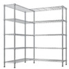 5 Tier Double Row Metal Display Shelf with Adjustable Feet Chrome Plated Iron Storage Rack Adjustable Height 147×35×180cm Freestanding Organizer for Home Kitchen Office Garage