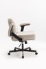Criss Cross Chair with Wheels and Flip Arms-Comfy Fabric Cross Legged Office Chair with Thick Cushion&Wide Seat, Adjustable Swivel Desk Chair for Home Office, Apartment, Bedroom