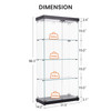 4-Tier Glass Display Cabinet, Double Door Glass Cabinet, Four Partitions, Two Locks, Floor Standing Storage Cabinet for Living Room, Bedroom, Showroom and Office, Black, 31.5"L x 14.2"W x 66.3"H