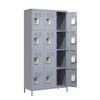 12 Door 72"H Metal Lockers With Lock for Employees,Storage Locker Cabinet for Home Gym Office School Garage,Gray