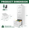 4 Drawer File Cabinet with Lock Metal Vertical File Cabinet Office Home, A4 Legal/Letter Size Narrow File Cabinet Locked,Assembly Required