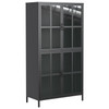Premium Black Metal Storage Cabinet with Tempered Glass Doors, Adjustable Shelves, Anti-Tipping Device, Magnetic Silent Closure, and Adjustable Feet for Home and Office Use