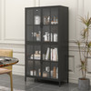 Premium Black Metal Storage Cabinet with Tempered Glass Doors, Adjustable Shelves, Anti-Tipping Device, Magnetic Silent Closure, and Adjustable Feet for Home and Office Use