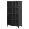 Premium Black Metal Storage Cabinet with Tempered Glass Doors, Adjustable Shelves, Anti-Tipping Device, Magnetic Silent Closure, and Adjustable Feet for Home and Office Use