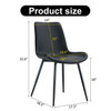 Black artificial leather backrest cushion dining chair, black metal legs, curved widened cushion design for more comfort, suitable for restaurants, kitchens, bedrooms, offices.(4 chairs) 0502