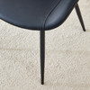 Black artificial leather backrest cushion dining chair, black metal legs, curved widened cushion design for more comfort, suitable for restaurants, kitchens, bedrooms, offices.(4 chairs) 0502