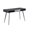 Mid Century Desk with USB Ports and Power Outlet, Modern Writing Study Desk with Drawers, Multifunctional Home Office Computer Desk Black