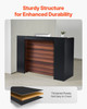 VEVOR Reception Desk, 62 Inch Rectangular Front Counter Table, Office Reception Desk Front Retail Counter with LED Light, for Checkout, Lobby, Beauty Salon and Office, Black & Brown