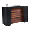 VEVOR Reception Desk, 62 Inch Rectangular Front Counter Table, Office Reception Desk Front Retail Counter with LED Light, for Checkout, Lobby, Beauty Salon and Office, Black & Brown