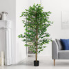 HOMCOM 6ft Artificial Tree, Indoor Fake Ficus with Pot, for Home Office Living Room Decor