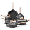 17 Piece Pots and Pans Set Granite Nonstick Kitchen Cookware Induction Black