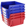 VEVOR Plastic Storage Bin, (11-Inch x 11-Inch x 5-Inch), Hanging Stackable Storage Organizer Bin, Blue/Red, 6-Pack, Heavy Duty Stacking Containers for Closet, Kitchen, Office, or Pantry Organization