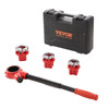 VEVOR Ratchet Pipe Threader Kit, 1/2" NPT, 3/4" NPT, 1" NPT Manual Ratcheting Pipe Threader, Portable Pipe Threading Tool Set with 3PCS NPT Dies, Storage Case for Galvanized Aluminum Iron Copper Pipes