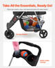 Pet Stroller Foldable 3 Wheels Dog Stroller with Brake up to 35lbs Travel Camp