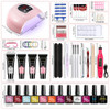 10-Piece Gel Nail Polish Kit with 18 LED Nail Lamp and 4-Piece Extension Gel Nail Polish Tool Set Ideal for Home Nail Salons and Beginners