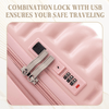 20"/24"/28" 3 pcs/set in ABS Spinner Wheel Luggage, Carry on Suitcase, with Cup Holder & USB Port & Phone Holder (Pink)