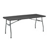 Black 6 Foot Fold-in-Half Plastic Table, Indoor Outdoor, Scratch Resistant, Stain & UV Damage, Built-in Carry Handle