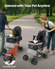 Pet Stroller Foldable 4 Wheels Travel Dog Stroller Reversible Handle up to 44lbs