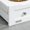 PawHut Pet Feeder Station with Storage, Dog Food Storage Container with 2 Raised Dog Bowls, White