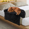 Black Plush Calming Dog Couch Bed with Anti-Slip Bottom Black Plush Calming Dog Couch Bed with Anti-Slip Bottom