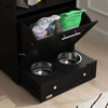 PawHut Pet Feeder Station Storage Cabinet, Dog Food Storage Container with Dog Raised Bowls, Watering Supplies, Black