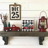 Christmas Decor Red Truck Christmas Wooden Box Signs Buffalo Plaid Christmas Decorations Christmas Decor for Home Office Bedroom Fireplace Car Tiered Tray Decor Christmas Gifts for Women 5x5