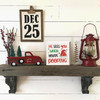 Christmas Decor Red Truck Christmas Wooden Box Signs Buffalo Plaid Christmas Decorations Christmas Decor for Home Office Bedroom Fireplace Car Tiered Tray Decor Christmas Gifts for Women 5x5