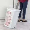 Wheeled Hamper, Plastic Laundry Hamper with Handle for Easy Transport, White