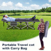 75 Inch Heavy Duty Folding Camping Cot with Flip Mattress Portable Guest Bed with Carry Bag 600 lbs Capacity for Adults and Teens Ideal for Travel Garden Balcony and Outdoor Use