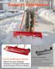 Snow Pusher Shovel with Wheels, 37.8 in Wheeled Snowplow Shovel with Bi-Directional Angled Blade & 90° Adjustable Handle, Durable Plastic Winter Shovels, Portable Snow Removal Tool for Driveway