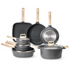19 Piece Pots and Pans Set Granite Nonstick Kitchen Cookware Induction Black