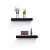 Floating Shelves 18.11" Wall Mounted Wood Shelves for Bathroom, Bedroom, Living Room, Kitchen, Hanging Shelf for Books/Storage/Decor with Invisible Brackets, Built-in LED Lighting, Black
