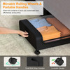 2Packs Under Bed Storage Containers Rolling Clothing Organizer 42L/11Gal Under Bed Drawers with Clear Lid 360° Lockable Rolling Wheels Strap Handles