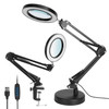 LED Magnifier Desk Lamp 8x Magnifying Glass with Light Swing Arm Desk Table Light USB Reading Lamp