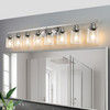 51" Modern 8-Light Bathroom Vanity Light Fixture - Brushed Nickel Finish with Clear Glass Shades, Perfect for Bathroom, Vanity, and Dressing Area Lighting (No Bulbs)