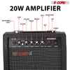 5 Core Guitar Amp 20W Electric Portable Mini Amplifier w Built in 6.5" Speaker Aux Headphone Jack