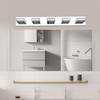 32" Modern Chrome 5-Light LED Vanity Light, Square Acrylic Lampshades Wall Mount Fixture for Bathroom, Mirror Lighting