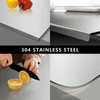 Stainless Steel Cutting Board with Lip for Kitchen Chopping Boards for Countertop Large Metal Cutting Board over Sink Suitable for Meat Fruits Vegetables Bread Noodle and Pizza Bamboo Knives