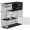 3-Tier Cat Cage Enclosure Indoor Cat Cage Playpen With Hammock Toy Ball Ladder DIY Iron Wire Cat House Kennels Crate For 1-2 Cats Ferret Rabbit Small Animals