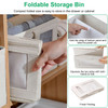 4Pcs Foldable Closet Storage Bins with Clear Window, Washable Linen Fabric Storage Baskets for Clothes Organization