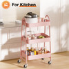 3/4-layer practical mobile trolley, metal movable storage rack, with lockable casters
