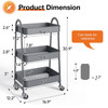 3/4-layer practical mobile trolley, metal movable storage rack, with lockable casters