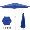 7.5-foot outdoor terrace sun umbrella, with button tilt and hand-cranking device, 6-rib design, UV15+ waterproof fabric