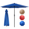 7.5-foot outdoor terrace sun umbrella, with button tilt and hand-cranking device, 6-rib design, UV15+ waterproof fabric