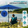 7.5-foot outdoor terrace sun umbrella, with button tilt and hand-cranking device, 6-rib design, UV15+ waterproof fabric